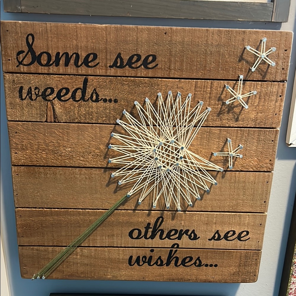 Wooden Wall Art with String Dandelion Design